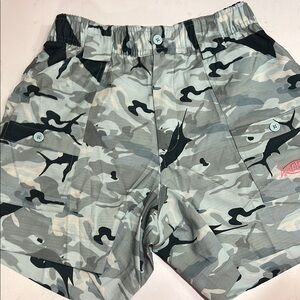 Kids Camouflage Cargo Shorts - Gray Camo